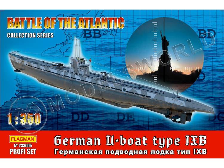 Склеиваемая пластиковая модель Германская подводная лодка типа IXB PROFI SET. Масштаб 1:350 - фото 1