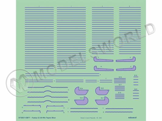 Декаль Fokker D. VII синие полосы, EDUARD. Масштаб 1:72