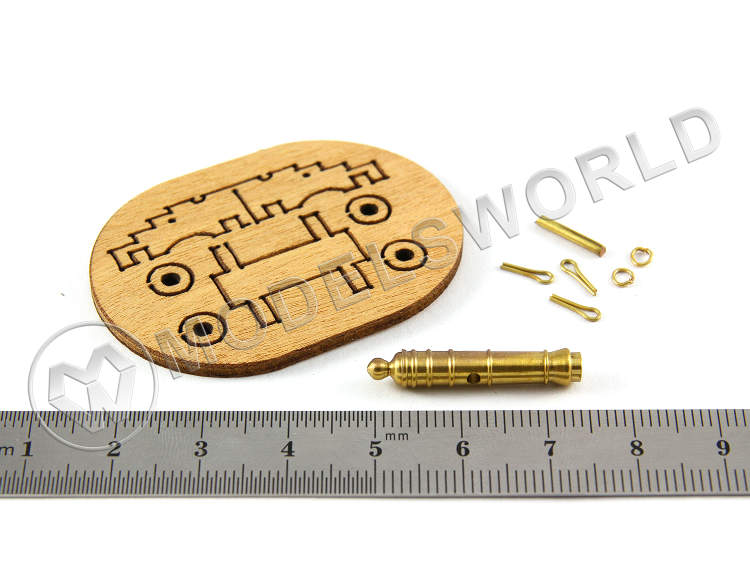 Длинная пушка на станке, латунь и дерево, 25 мм, 2 шт - фото 1