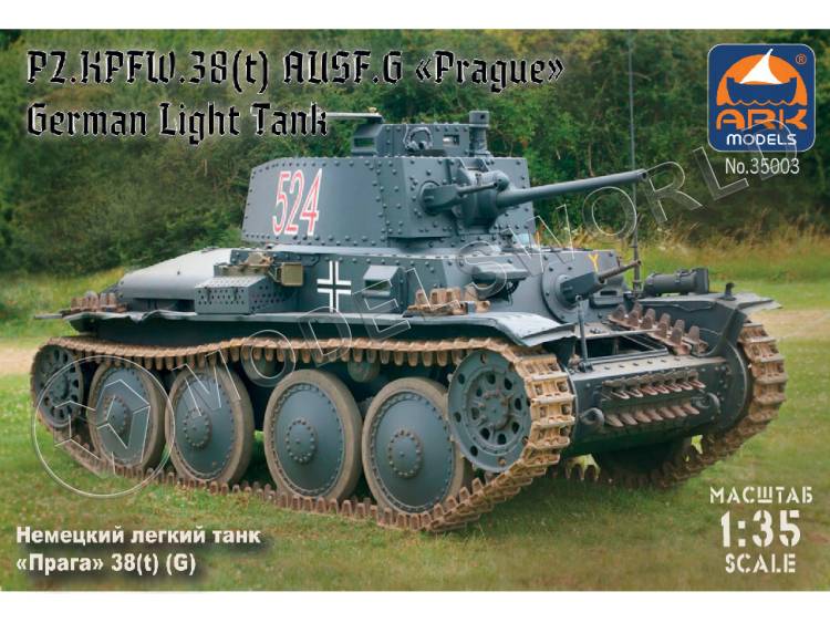 Склеиваемая пластиковая модель Немецкий лёгкий танк «Прага» 38t(G). Масштаб 1:35 - фото 1