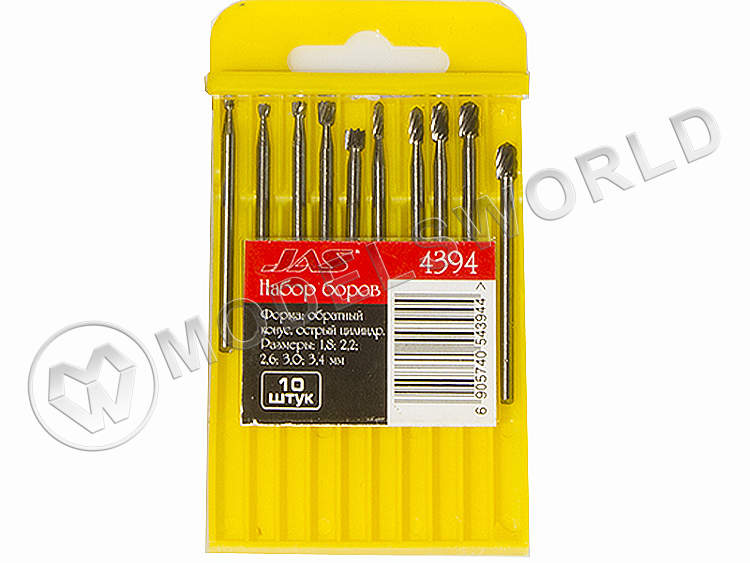 Набор боров, металл HSS, обр. конус, острый цилиндр 1.8; 2.2; 2.6; 3.0; 3.4 мм, 10 шт - фото 1