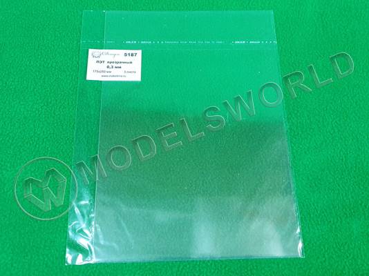 ПЭТ прозрачный лист 0.3 мм, 3 листа 175х250 мм