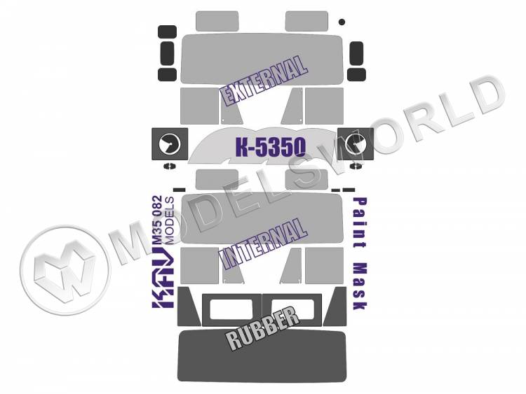 Окрасочная маска на остекление  К-5350, Звезда. Масштаб 1:35 - фото 1