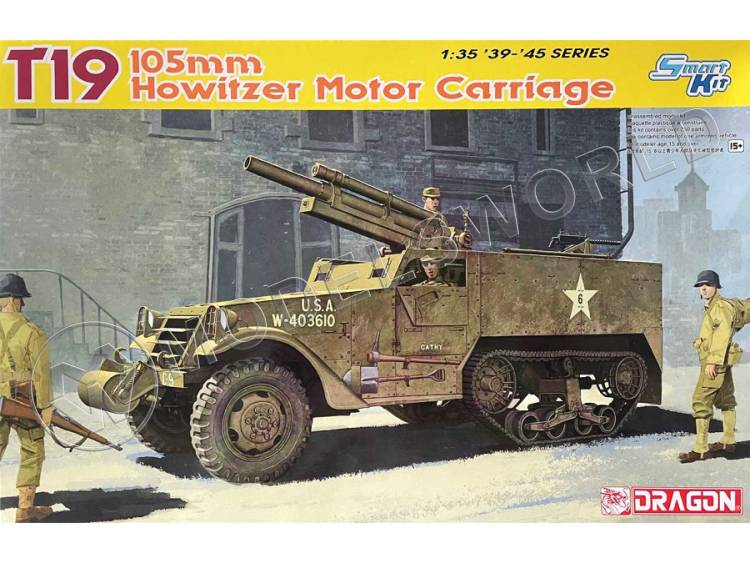 Склеиваемая пластиковая модель Американская самоходная 105 мм гаубица T19. Масштаб 1:35 - фото 1
