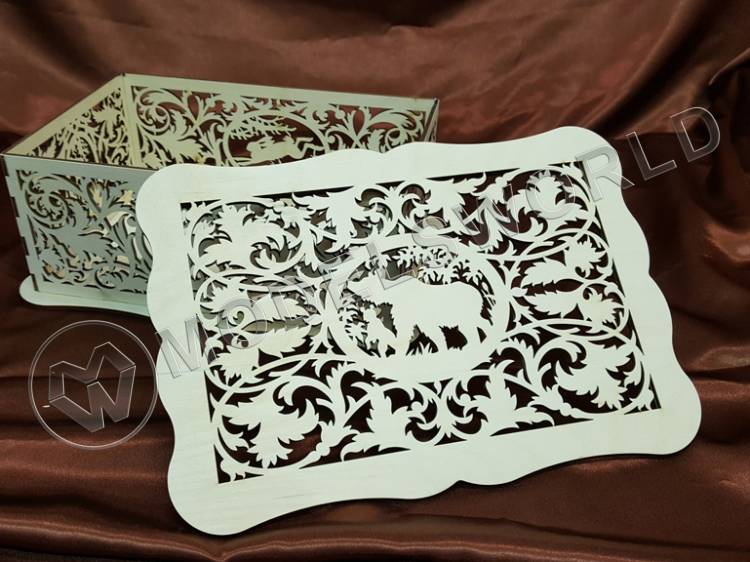 Набор для сборки. Шкатулка резная с медведем - фото 1