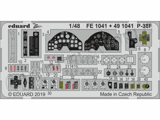 Фототравление кабина для модели P-38F, Tamiya. Масштаб 1:48