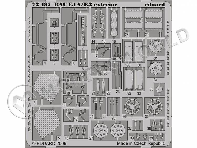 Фототравление экстерьер для модели BAC Lightning F.1A/F.2, Trumpeter. Масштаб 1:72 - фото 1
