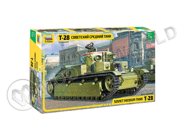 Склеиваемая пластиковая модель Советский средний танк Т-28. Масштаб 1:35 Склеиваемая пластиковая модель Советский средний танк Т-28. Масштаб 1:35 - фото 1