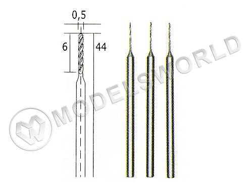 Вольфрам-ванадиевые свёрла Proxxon 28864, 0.5 мм, 3 шт