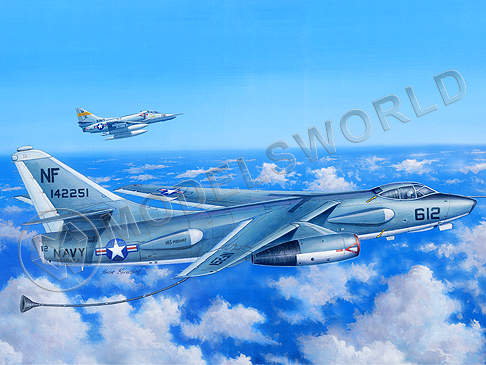 Склеиваемая пластиковая модель бомбардировщика EKA-3B Skywarrior. Масштаб 1:48 - фото 1