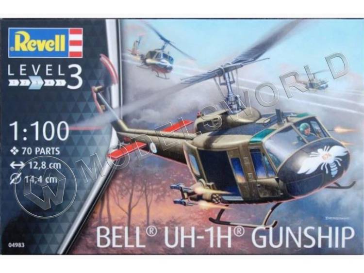 Склеиваемая пластиковая модель Вертолет Bell UH-1H. Масштаб 1:100 - фото 1