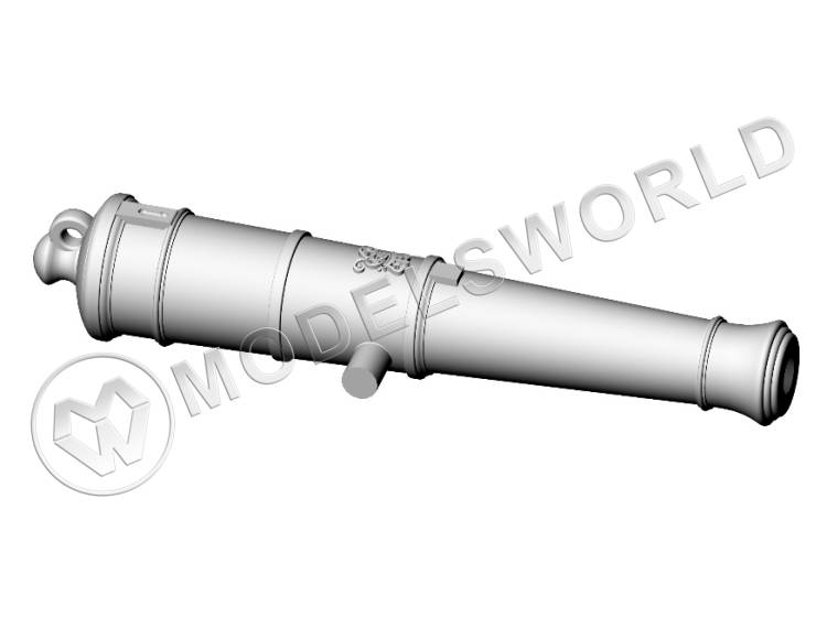 Ствол пушки, калибр 6 фунтов, герб, тип Blomefield, 31.4 мм, фотополимер, 2 шт. Масштаб 1:64 Ствол пушки, калибр 6 фунтов, герб, тип Blomefield, 31.4 мм, фотополимер, 2 шт. Масштаб 1:64 - фото 1