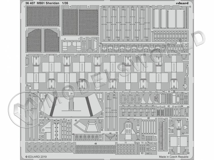 Фототравление для модели M551 Sheridan, Tamiya. Масштаб 1:35 - фото 1