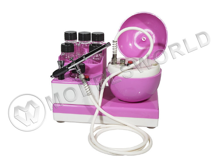 Набор для аэрографии JAS 1281: компрессор, аэрограф, шланг, смеситель, 6 баночек - фото 1