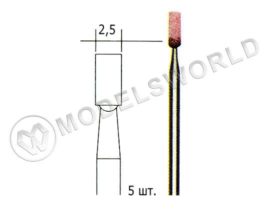 Шлифовальные насадки, цилиндр 2.5 мм, 5 шт - фото 1