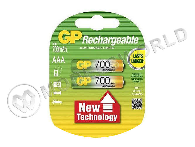 Аккумулятор GP Ni-Mh R-03 AAA 700 mAh, 2 шт - фото 1