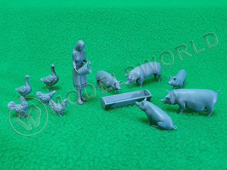 Набор фигурок "Сельский двор", 11 шт. Масштаб 1:35 - фото 1